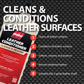 Malco close-up of leather texture showing restored suppleness and semi-gloss finish
