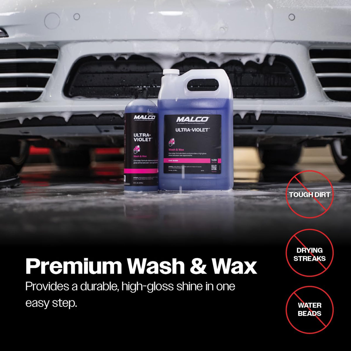 Malco Ultra Violet thick suds texture demonstrating strong cleaning action