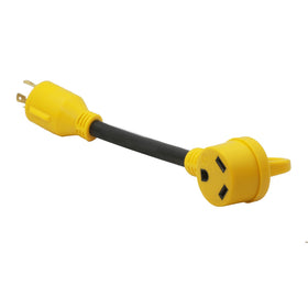 Malxs plug end (NEMA L14-30P) showing secure generator connection benefit