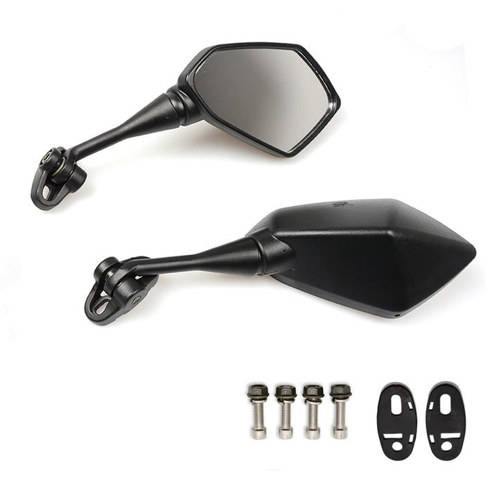 Mamiko front view packaging showing both mirrors and included hardware for quick replacement