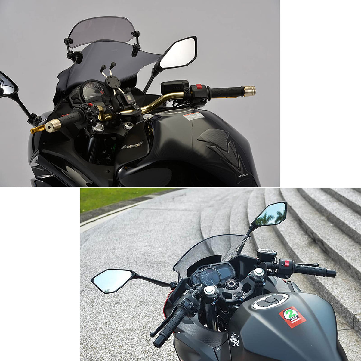 Mamiko installed on Kawasaki right side offering stable rear view