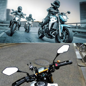 Mamiko mirror mounted on ATV sideview showing stable fit for off-road riders