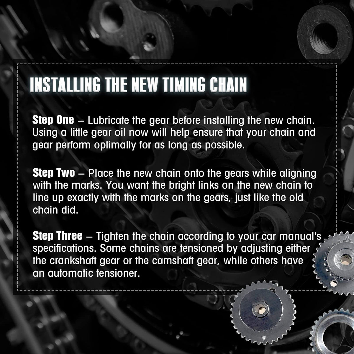 Mango S technician fitting chain in engine to demonstrate smoother timing restoration
