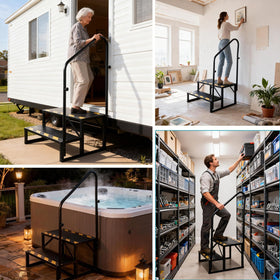 Manifish steps on porch in lifestyle scene offering easy home access
