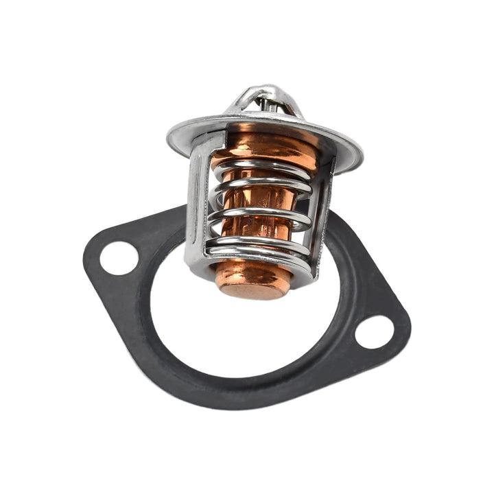 Manioiity thermostat front view showing flange and valve for quick identification benefit