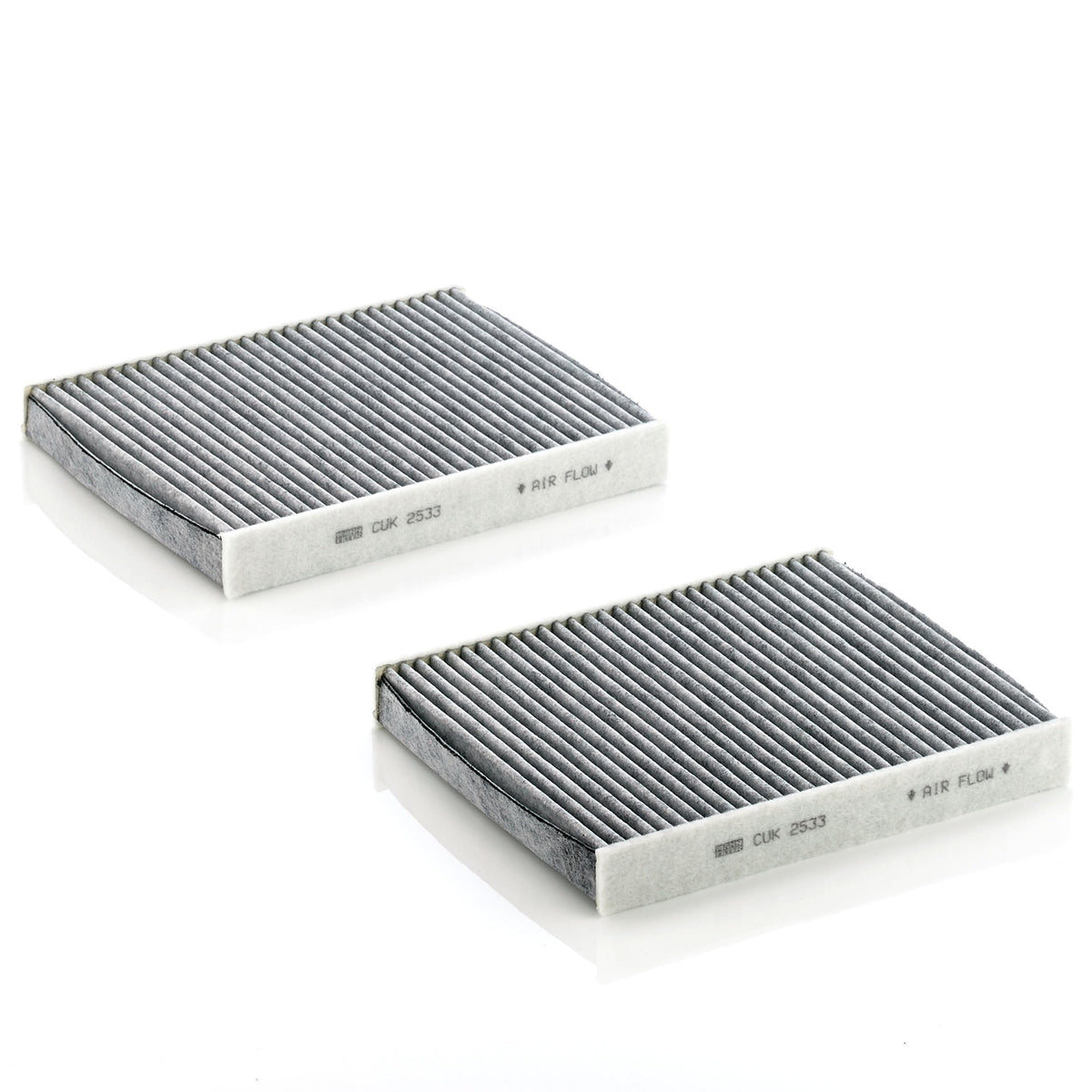 Mann Filter activated charcoal close-up highlighting gas adsorption capability