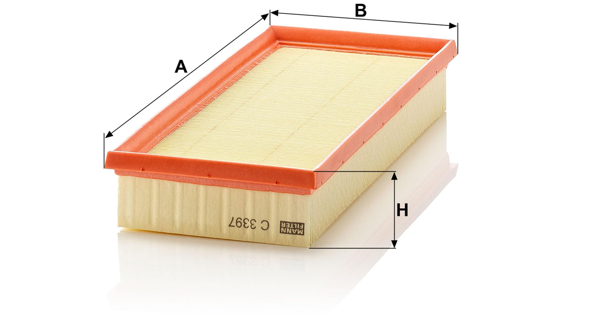 Mann Filter C 3397 close-up of embossed pleated media highlighting stability and efficient filtration