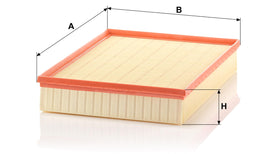 Mann Filter next to a ruler showing dimensions for accurate fit