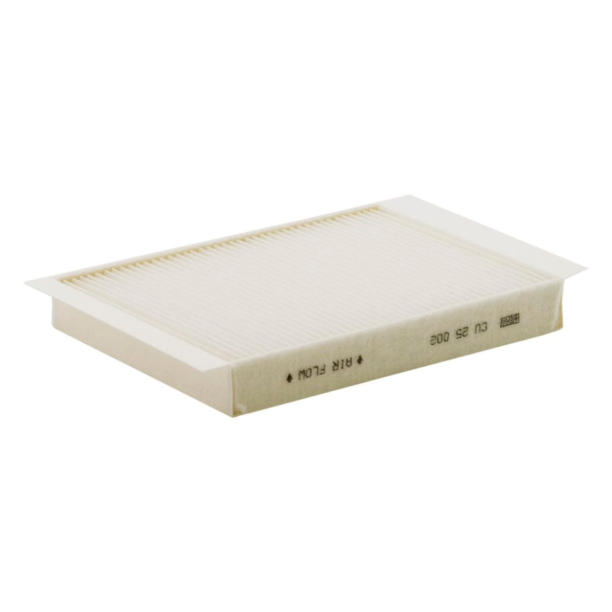 Mann Filter front packaging showing model CU 25 002 and fitment benefits