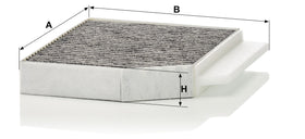 MANN-FILTER activated carbon layer detail showing gas and odor adsorption