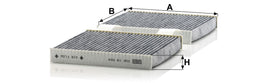 MANN-FILTER activated carbon layer close-up illustrating odor and gas adsorption