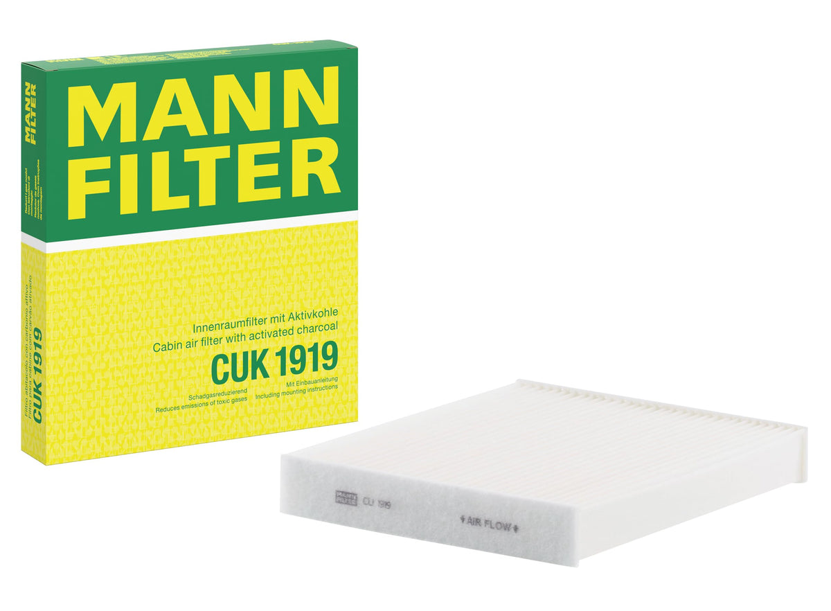 MANN-FILTER CUK 1919 front packaging showing product and brand benefit of OE quality