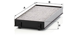 Mann Filter CUK 2941-2 close-up of activated charcoal layer for gas adsorption