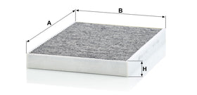 MANN-FILTER carbon layer detail, brand reduces odors and gaseous pollutants