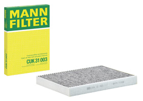 MANN-FILTER CUK 31 003 front view showing fit and frame, improves cabin air quality