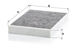 Mann Filter close-up of activated carbon layer showing odor reduction benefit