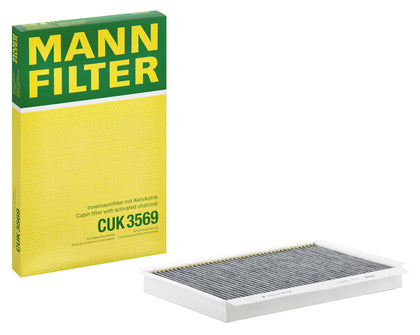 Mann Filter front packaging showing product branding and fitment benefits