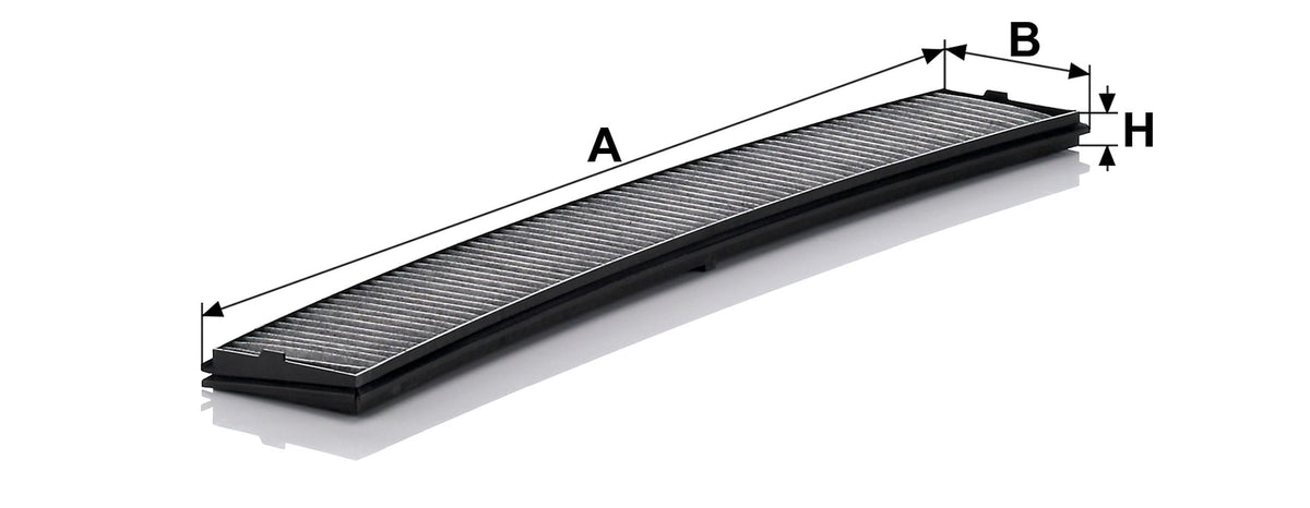 Mann-Filter activated charcoal layer detail highlighting odor adsorption performance