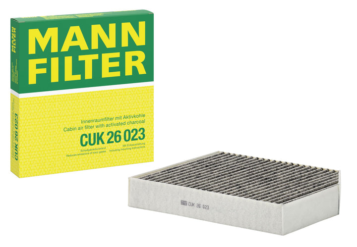 MANN-FILTER front packaging showing product and benefit of authentic OEM fit