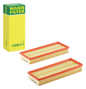 Mann Filter front packaging showing model C 3698/3-2 and fitment benefit
