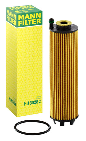 MANN-FILTER HU 6028 z front view showing cartridge design and brand protection