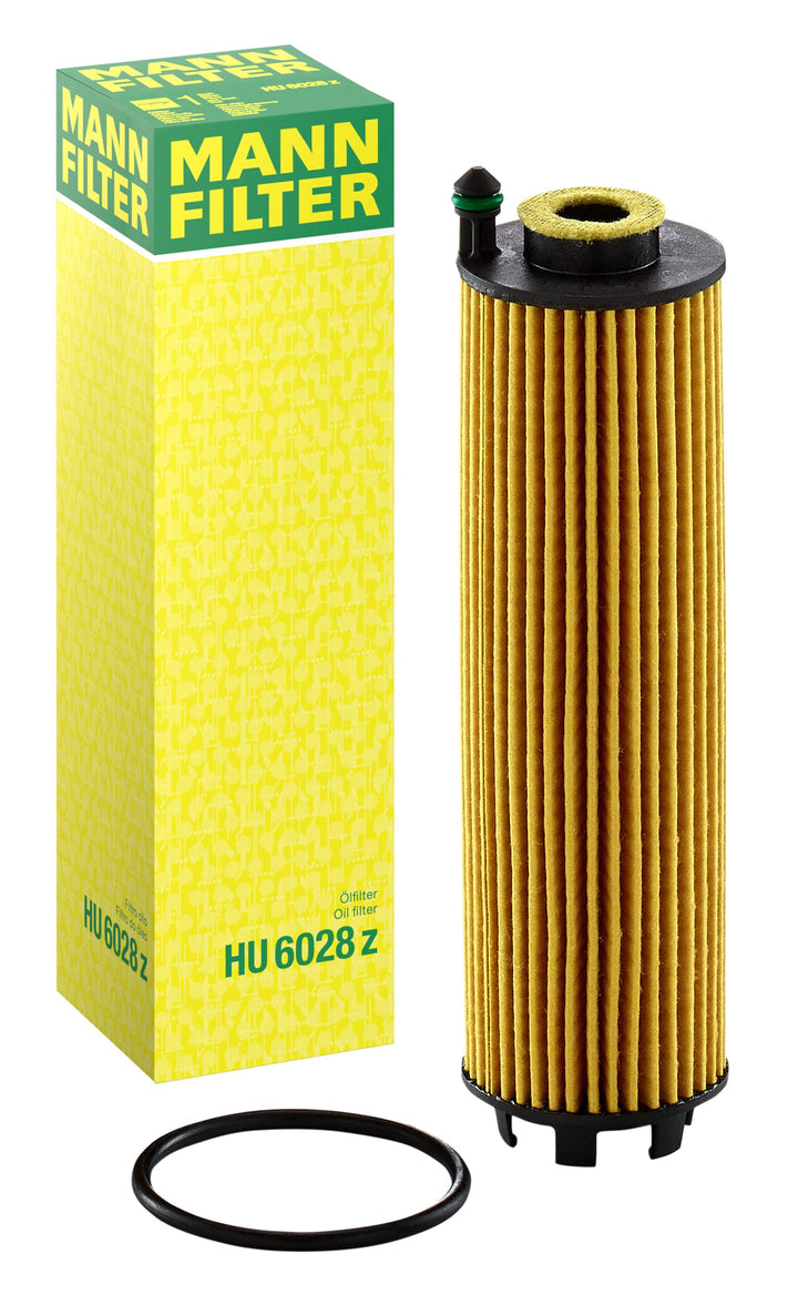 MANN-FILTER HU 6028 z front view showing cartridge design and brand protection