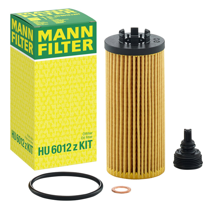 MANN-FILTER HU 6012 z front view showing cartridge fit and OE-quality benefit