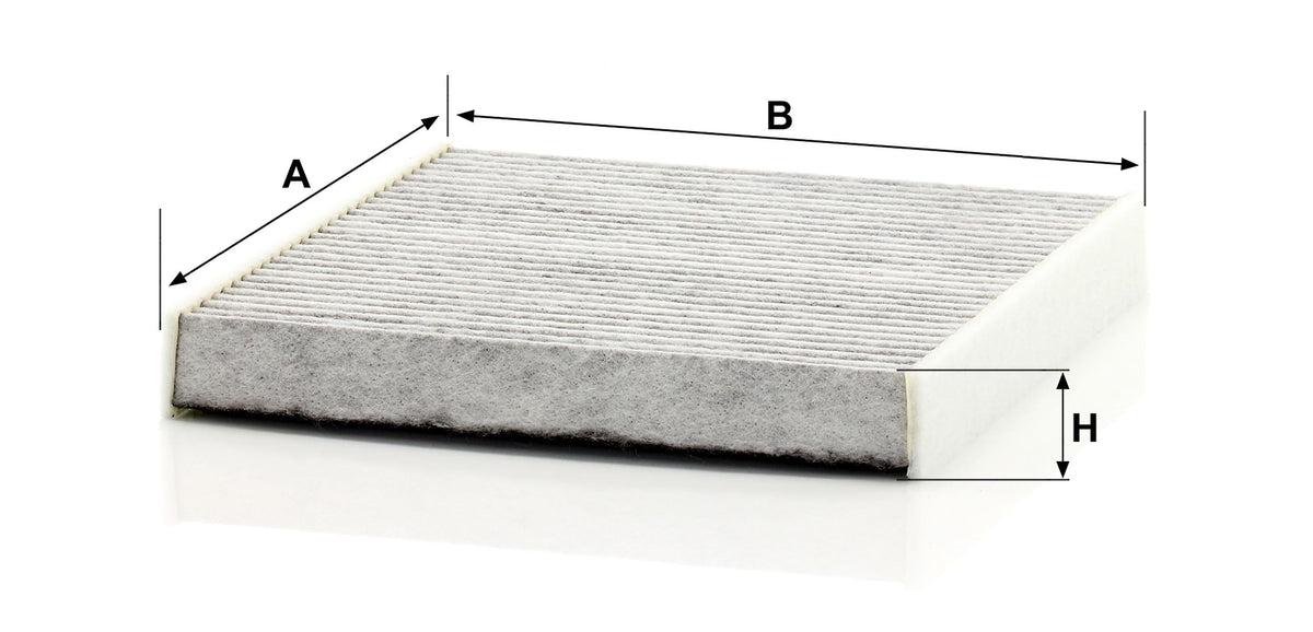 MANN-FILTER side profile showing dimensions and reliable sealing benefit