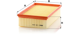 MANN-FILTER side profile beside ruler showing exact dimensions for correct fitment