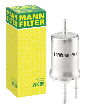 MANN-FILTER WK 69 front view showing robust housing and OEM-fit benefit
