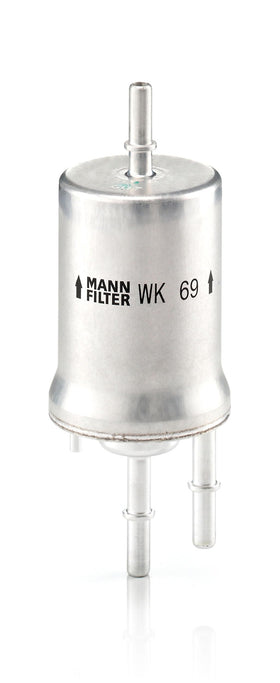 MANN-FILTER WK 69 filter media close-up showing fine filtration benefit