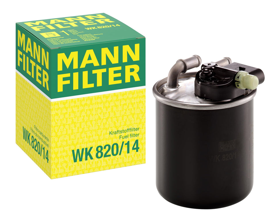 MANN-FILTER WK 820/14 front view showing sealed housing and connector, protection benefit