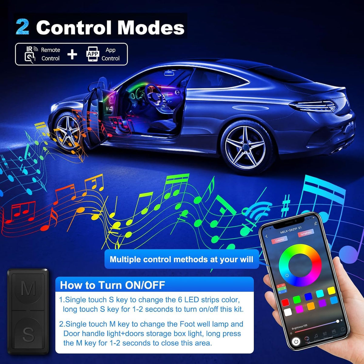 MAODANER door sill and footwell illumination showing music-synced color response for lively atmosphere