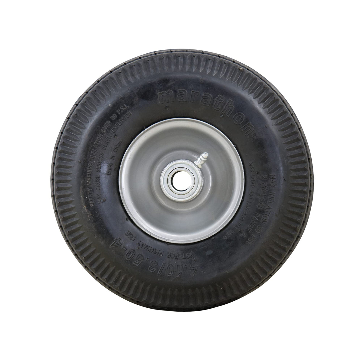 Marathon closeup of sawtooth tread providing improved traction