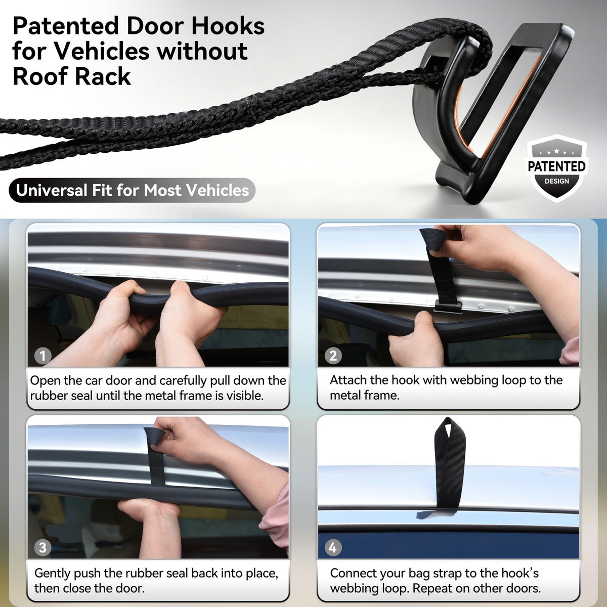 MARCHWAY detail of steel door hooks and straps showing strong, stable attachment
