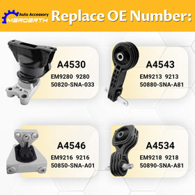 Mardarth four-piece mount kit laid out, shows complete replacement set for Civic 1.8L