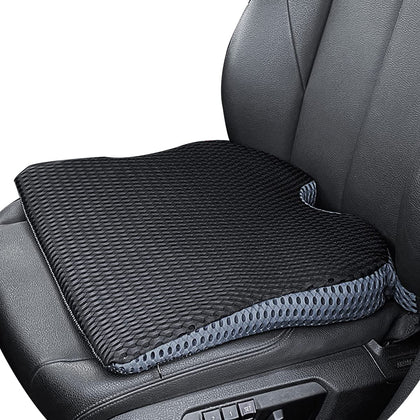 MargGona front view of cushion showing fit on car seat and improved comfort