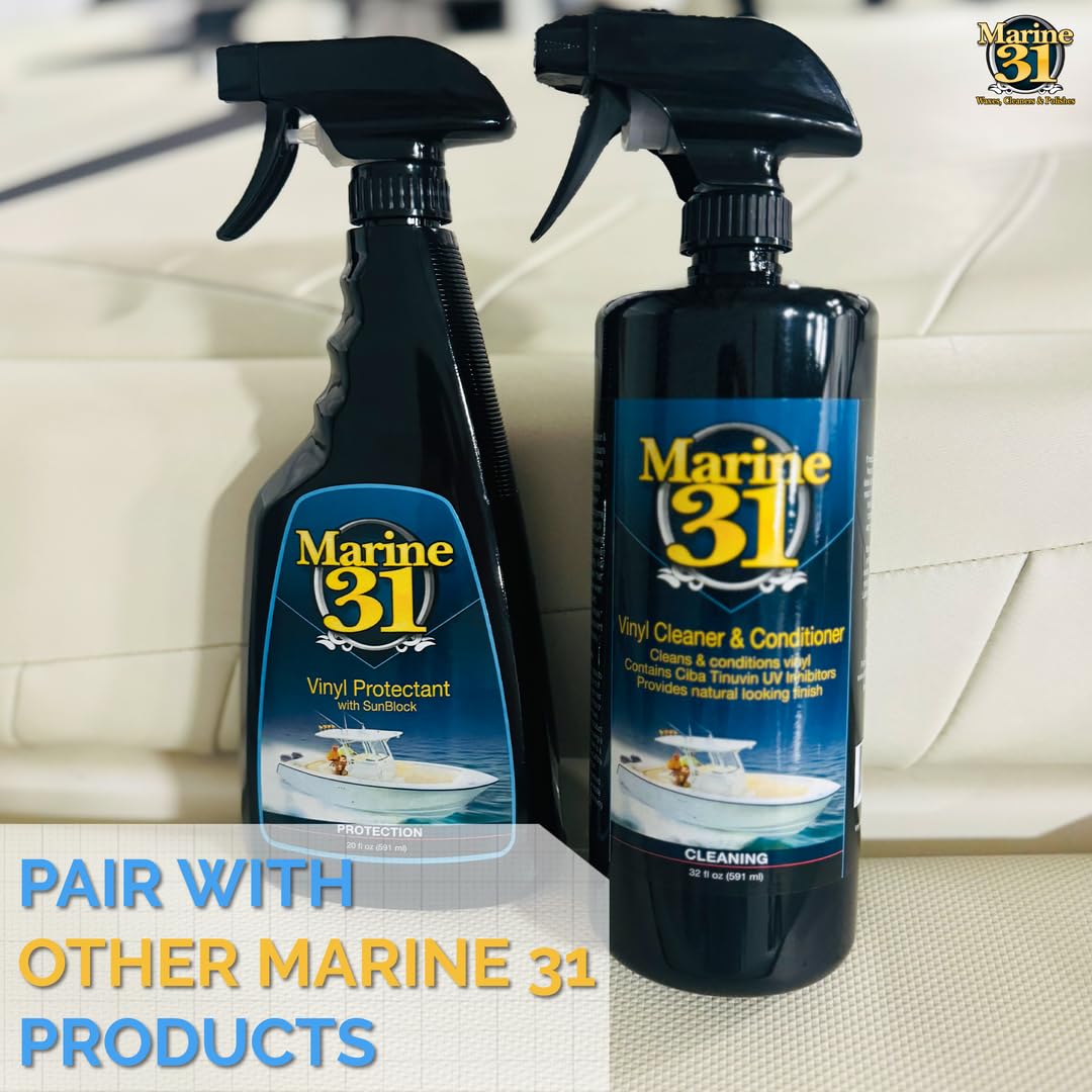 Marine 31 being applied to a boat seat demonstrating easy cleaning and protection