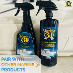 Marine 31 being applied to a boat seat demonstrating easy cleaning and protection