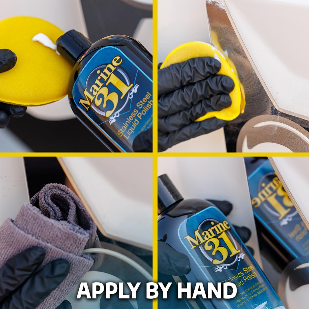 Marine 31 bottle next to hand showing product size and easy handling