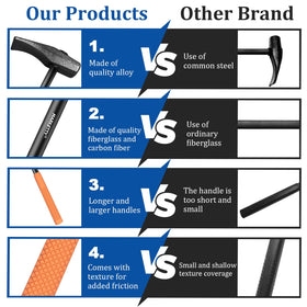 MARKETTY fiber-reinforced rods and steel head illustrating lightweight strength