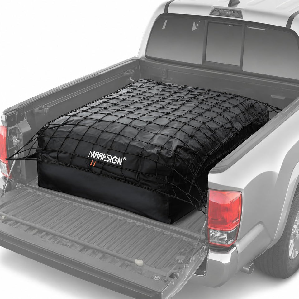 MARKSIGN front view of the truck bed bag showing size and shape, protects cargo