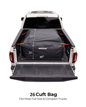 MARKSIGN overhead packed bag illustrating organized high-capacity storage