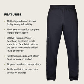 MARMOT pant packed into small pocket showing easy packability and saving space