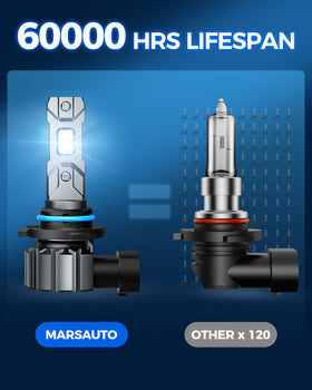 Marsauto 9005 installed in fog light housing demonstrating better roadway visibility