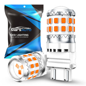 marsauto bulb front packaging showing amber LEDs and pack benefits