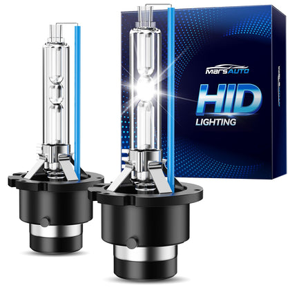 Marsauto D2S front packaging showing pack of two bulbs and compatibility labels