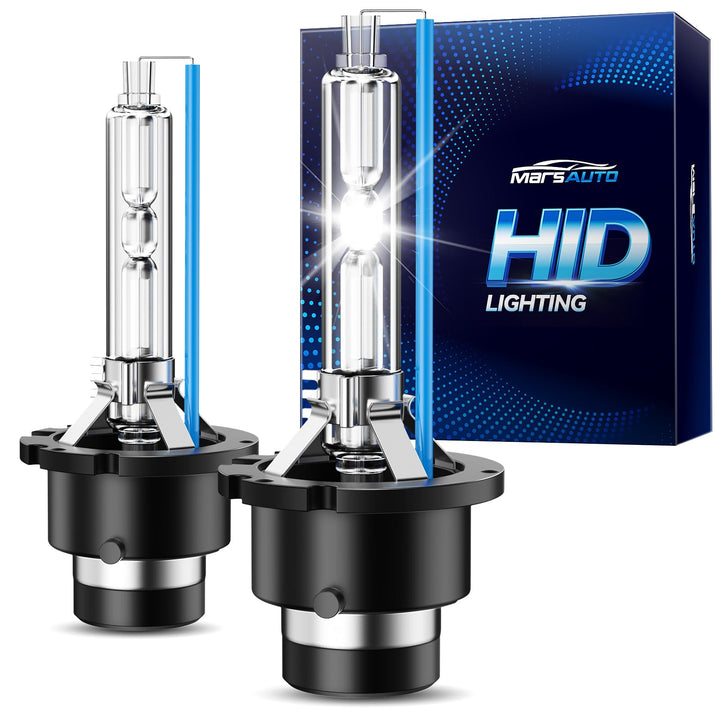 Marsauto D2S front packaging showing pack of two bulbs and compatibility labels