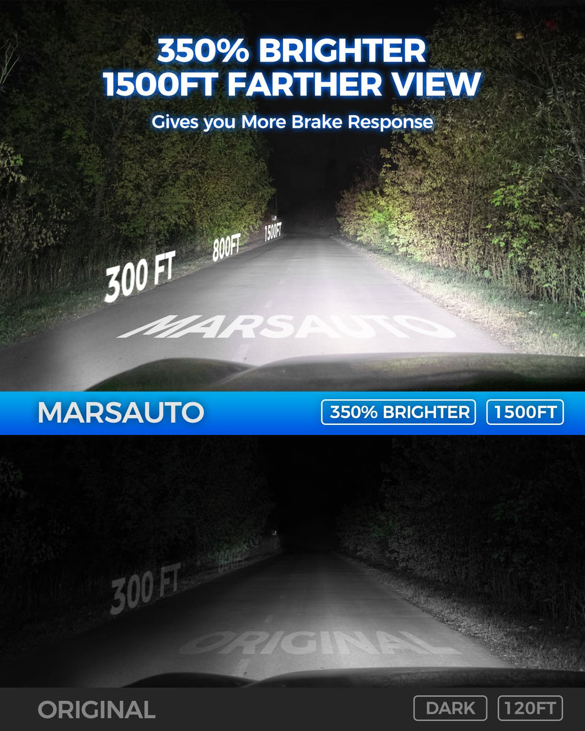 Marsauto D3S close-up of xenon glass revealing filament and clarity benefit