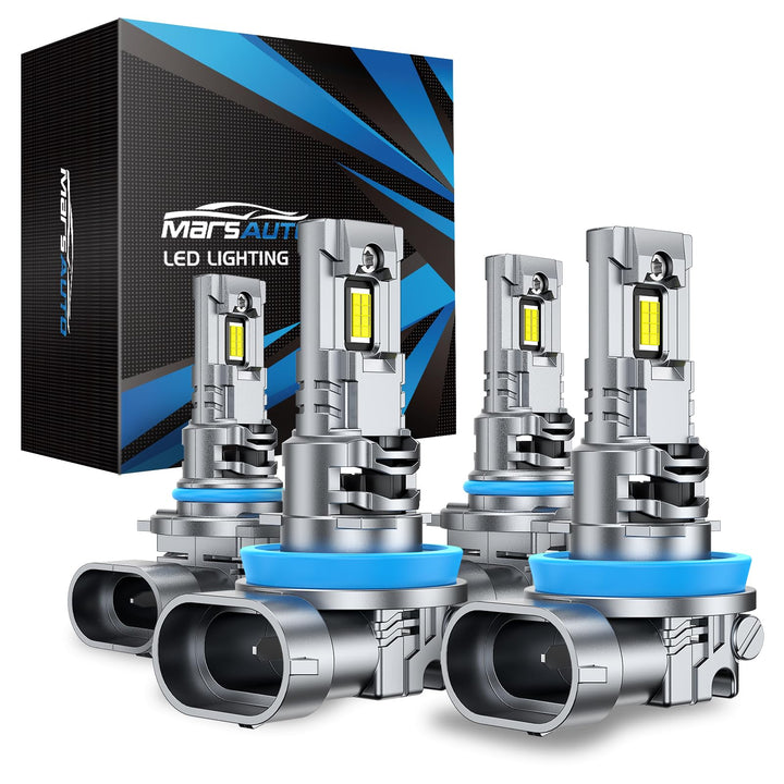 Marsauto front packaging showing pack of four bulbs and quick install benefit